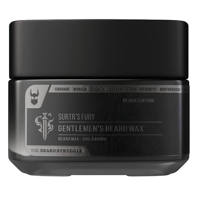 Gentlemen's Beard &amp Mustache Wax for Men by Beard Struggle - Viking Beard Wax Helps to Tame Style &amp Groom - Platinum Collection - Surtr's Fury - Moustache Wax 50g / 1.76 US. oz.