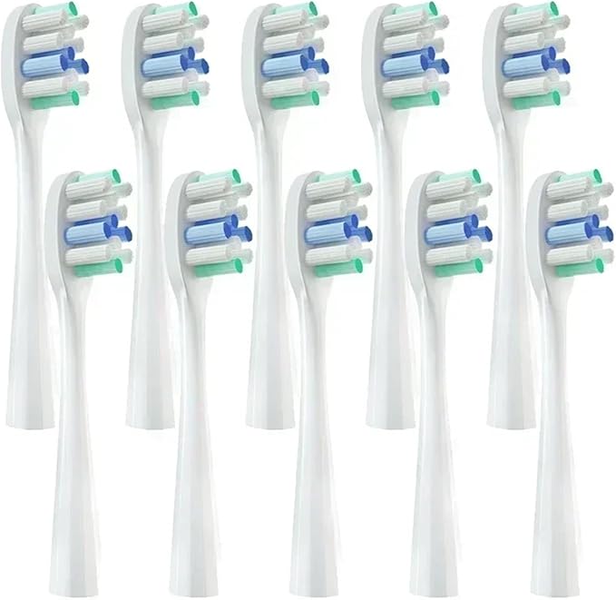 10pcs ReplacementCompatible for Usmile Y1/U1/U2 Toothbrush Heads Tooth Clean Brush Nozzles(10WhiteBlueR)