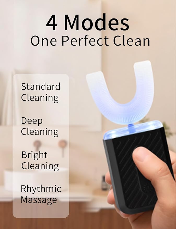 U-Shaped Electric Toothbrush for Adults Toothbrush with IPX7 Waterproof Adult Electric Toothbrush with 4 Clean Modes
