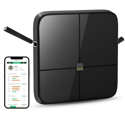 BodyPedia 8-Electrode Smart Scale for Body Weight Digital Bathroom Weighing Scale Analyzes 43 Metrics (BMI/Muscle/Fat) Body Composition Monitor Bluetooth Home User Health Equipment Sync Apps