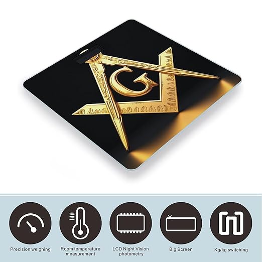 Women's Fashion Automatic Switch Digital Bathroom Weighing Scale Smart Scale Gold Freemason Freemasonry Masonic