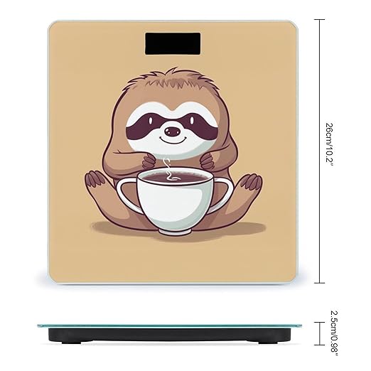 Yoga Sloth Coffee Scale for Body Weight Highly Accurate Digital Bathroom Body Scale Digital Bathroom Scales for People Anti-Slip Large LCD Display Smart Scales