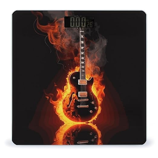 Fire Guitar Weight Scale Digital Electronic Scales Bathroom Scale Larg LCD Backlight Display High Precision MeasurementsTempered Glass