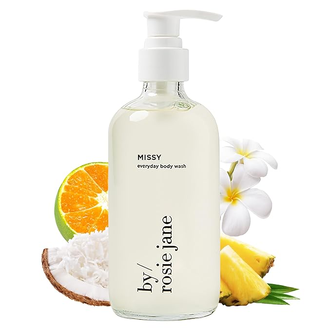 By Rosie Jane Body Wash (Missy) - Hydrating Body Wash Made with Toasted Coconut Golden Pineapple &amp Frangipani - Supports Skin Elasticity &amp Builds Collagen - Vegan &amp Non-Toxic (8 Fl Oz)