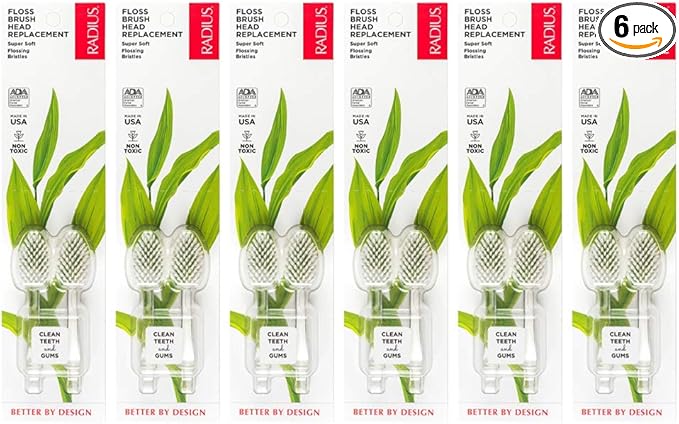 RADIUS Toothbrush Replacement Brush Heads 2-Count Improve Gum Health &amp Reduce Gum Issues - Super Soft - Pack of 6