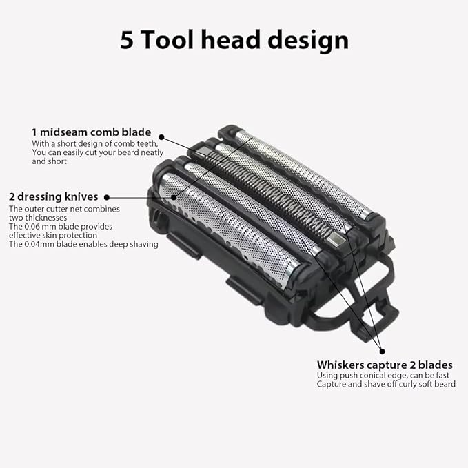 Shaver Replacement Inner Blades &amp Outer Foils ES-LV9N-S ES-LV97-K ES-LV67-K ES-LV95-S ES-LV65-S Compatible for Panasonic a-rc5 shavers