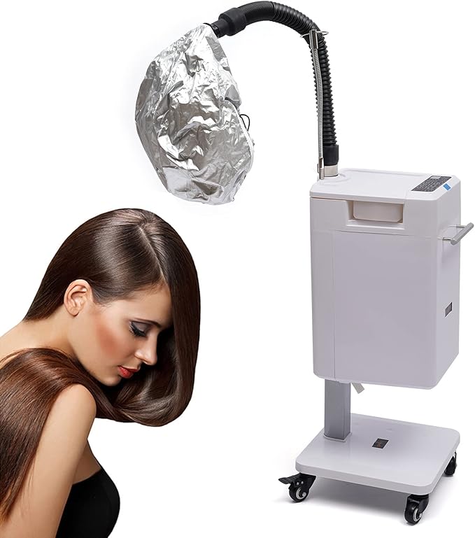 Professional Nano Hair Steamer and Hair Color Processor Smart Touch Control Anion Hair Repair and Hair Care Instrument for Low-Temperature Perm Steam Dyeing Salon Spa Steam Hair Care with Caps 500W