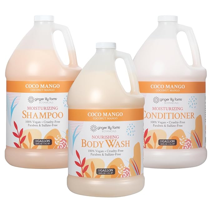 Ginger Lily Farms Botanicals Body Wash + Shampoo + Conditioner Bundle Coco Mango