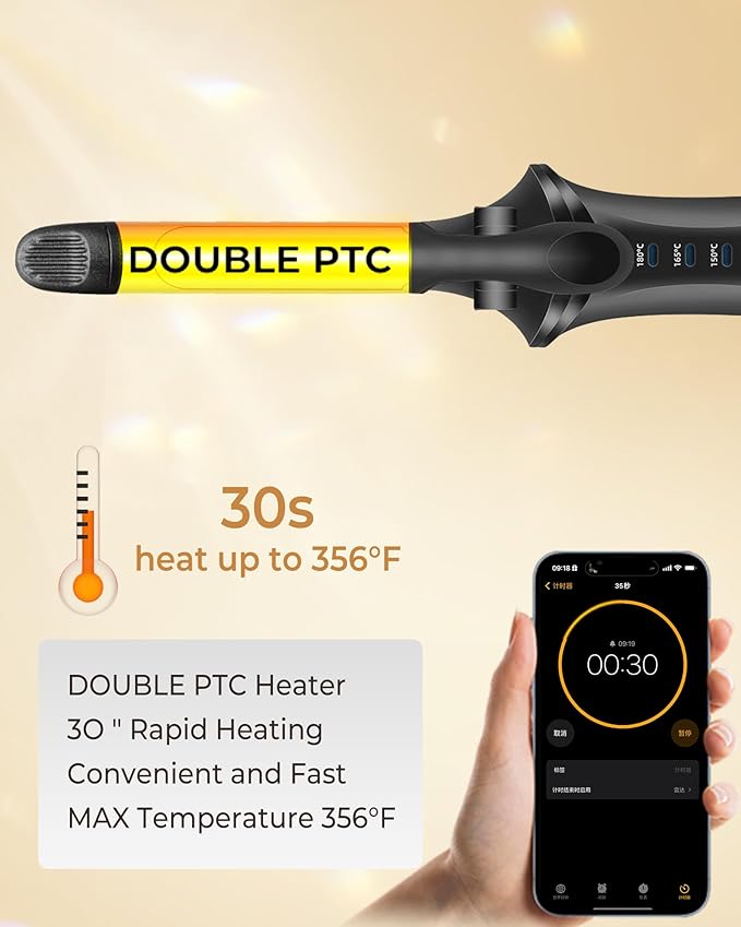 Cordless Curling Iron RechargeableUSB Rechargeable 4000 mAh Cordless Hair Curler3 Temp Setting Mini Travel Battery Powered Curling Iron2 in 1 Portable Hair Straightener and Curler