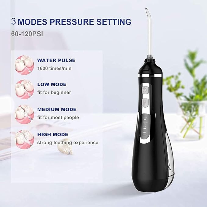 Water Flosser Portable Dental Oral Irrigator with 3 Modes 4 Replaceable Jet Tips Easy to Clean Saves Space