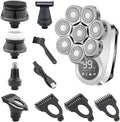 Head Shavers for Bald Men 6 in 1 Mens Bald Head USB Electric Shaver Wet/Dry LED Display Faster-Charging Cordless Mens Grooming Kit with Nose Hair Trimmer