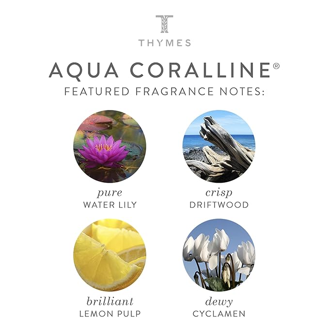 Thymes Moisturizing Body Wash with Pump - Body Soap - Bath Products - Skin Care - Liquid Soap with Notes of Water Lily White Cyclamen Driftwood Yuzu &amp Bamboo (Aqua Coralline 9.25 fl oz)