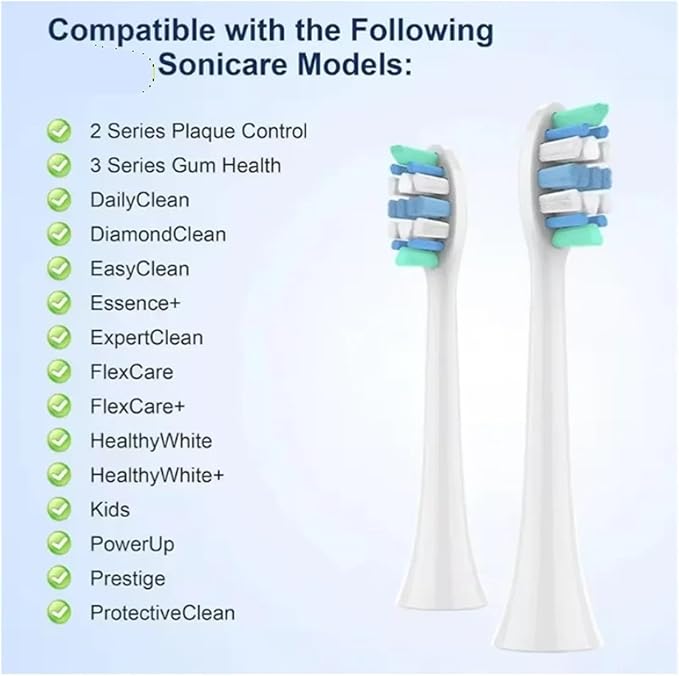 Replacement Toothbrush Heads Compatible for with Philips Sonicare Electric Brush Head 1100 2100 4100 4300 5100 5300 6100 6500 Etc(12pcs)
