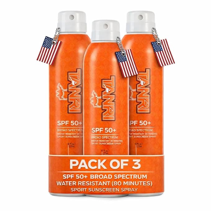 Tanri Sunscreen SPF 50+ Spray for Face &amp Body | Hawaii 104 Reef Act Compliant | Made in USA | Reef Safe Sunscreen Travel Size | Broad Spectrum UVA/UVB | Hydrating Water Resistant | 6 fl oz (3-Pac