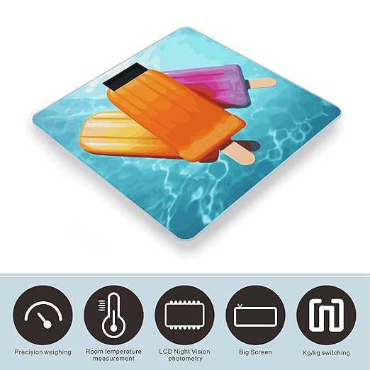 Ice Popsicles Weight Scale Digital Electronic Scales Bathroom Scale Larg LCD Backlight Display High Precision MeasurementsTempered Glass