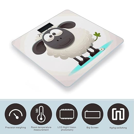 Sheep Weight Scale Large Bathroom Scales Digital Weight with Bright LED Display Non Slip Automatic Weighing Scale Fashion Weighing Machine for Body