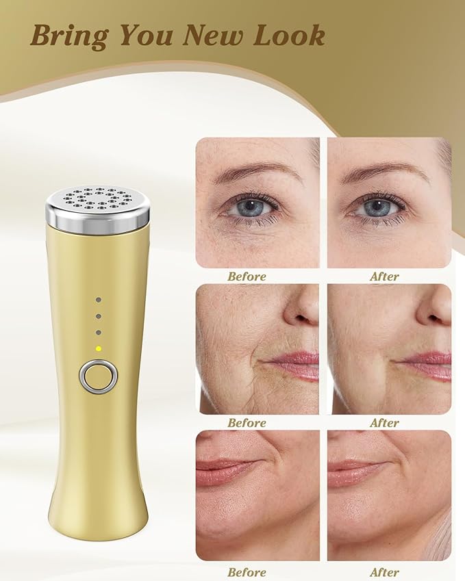 Red Light Device Facial and Neck Massager for Skin Tightening Champagne