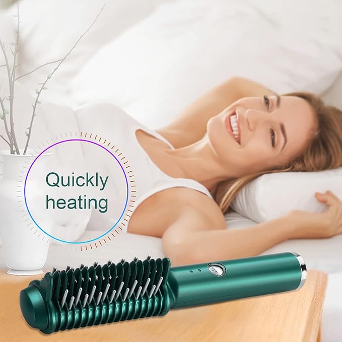 Pilipane Portable Mini Cordless Hair Straightener with Travel Size USB Rechargeable 2600mAh Hot Hair Straightener Brush Professional Heated Brush for Short Hair
