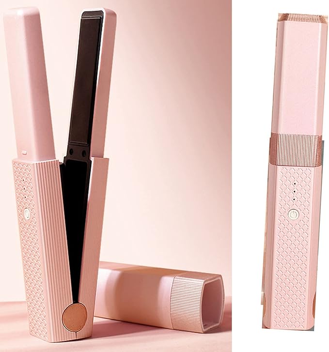 Hair Straightener Curling Flat Iron Quickly Heating Hair Straightener Curler for Short Hair Curls Bangs (Pink)