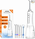 Water Dental Flosser Cordless for Teeth - AFROG 5 Modes Dental Oral Irrigator Portable and Rechargeable IPX7 Waterproof Powerful Battery Life Water Teeth Cleaner Picks for Home Travel White