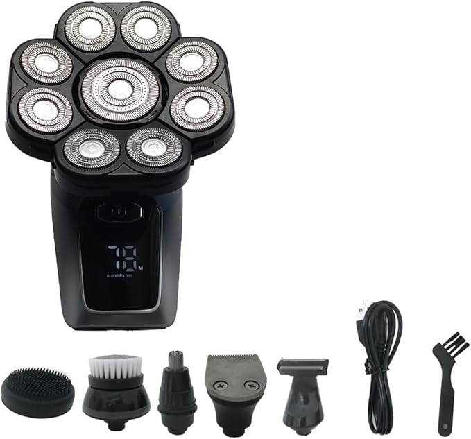 Head Shaver for Men 6 in 1 Electric Head Shavers for Men 9D Floating Cutter Grooming Head Shaver Wet and Dry Cordless Trimmer