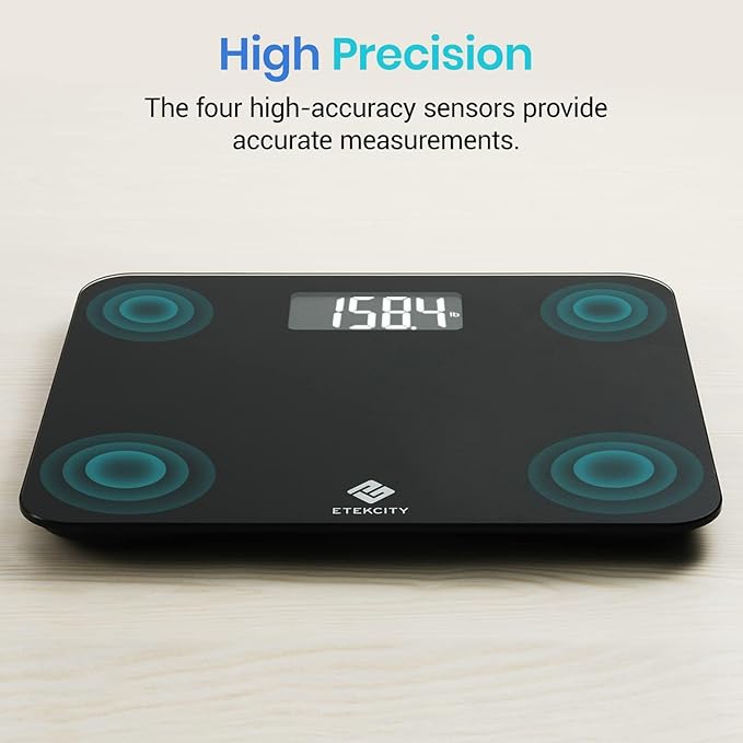 Etekcity Scale for Body Weight Bathroom Digital Weighing Machine for People Extra Wide Platform and High Capacity Accurate and Safe Large Number and Easy-to-Read on Backlit LCD Display 440 lb