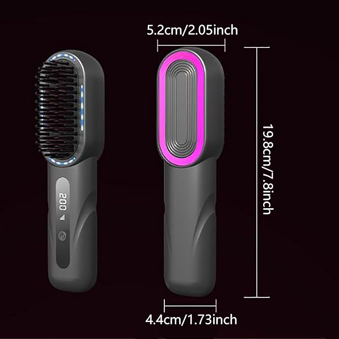 Hair Straightener Brush Portable Cordless Hair Styling Comb with LED Display for Home and Travel (02)