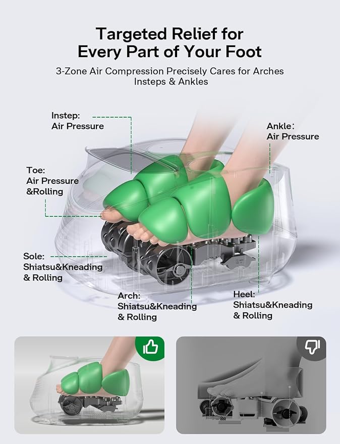 Medisana Shiatsu Foot Massager with Heat Air Compression Kneading &amp Negative Ion for Plantar Fasciitis Neuropathy Wireless Control Birthday Christmax Gifts for Women Men Up to Foot Size 13