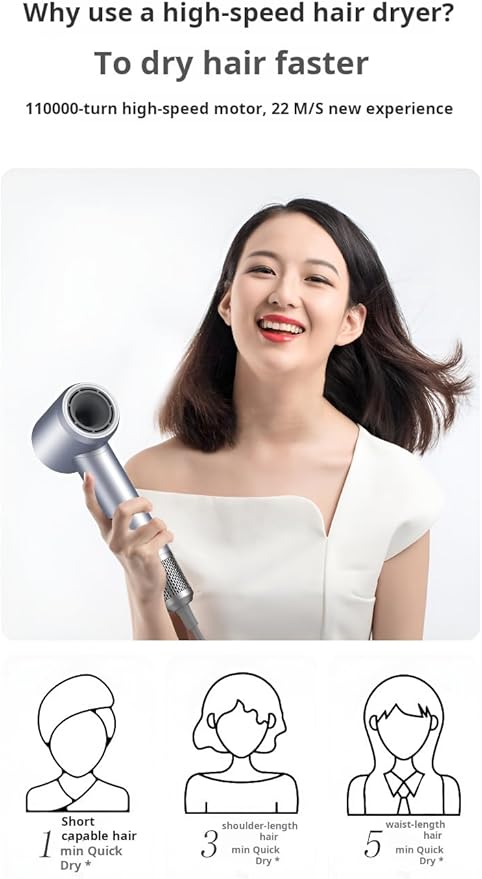 CONGENIAL™ Ionic Hair Dryers Fast Drying Blow Dryer with Ceramic Technology for All Hair Types Curly Hair with Diffuser Light Quiet and Powerful (Grey)
