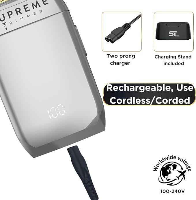 Supreme Trimmer Crunch STF602 – Waterproof Double Foil Shaver for Men | 150 Min Runtime Wet/Dry Cordless &amp Corded Electric Razor | Hypoallergenic Foils for Face Head &amp Stubble