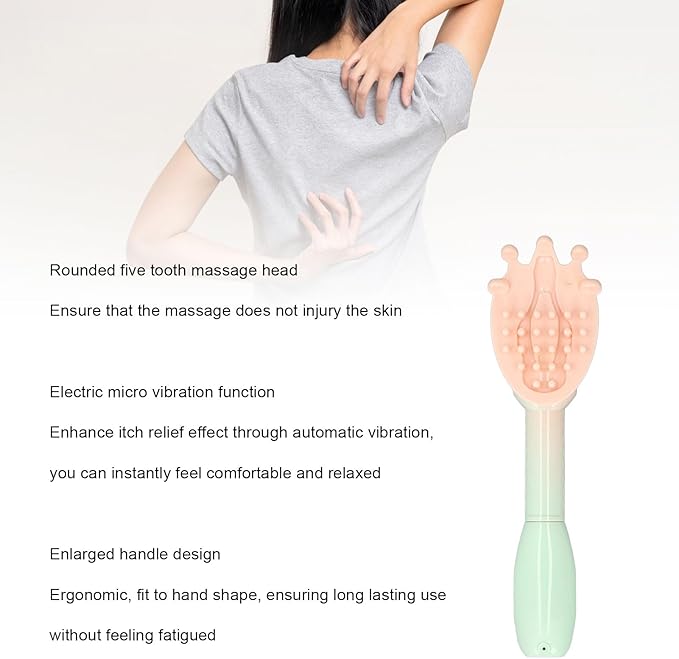 Hztyyier Electric Back Scratcher Rechargeable Itch Relief Tool Lightweight Body Massage Device for Home Travel