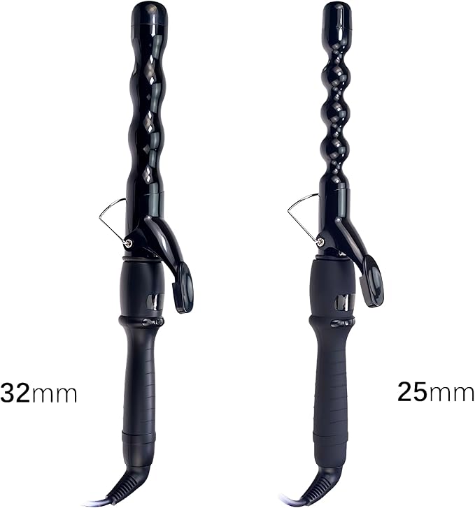 Bubble Curling Wand 1.25 inch 32mm Beach Wave Curler with LCD Display Ceramic Crimping Iron for Long Hair