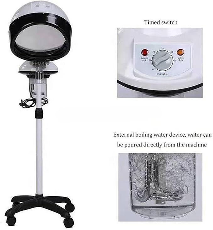 Professional Hair Steamer Hairdressing Care Hood Color Processor Beauty Salon Professional Stand Hairdryer Floor Hair Dryer Hairdresser StylingBlack