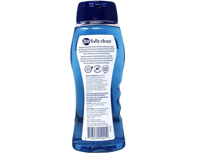 Zest Ocean Breeze with Sea Minerals Refreshing Body Wash 18 fl oz Aqua with Vitamin E Hydrating Body Wash 18 fl oz (6 of each)