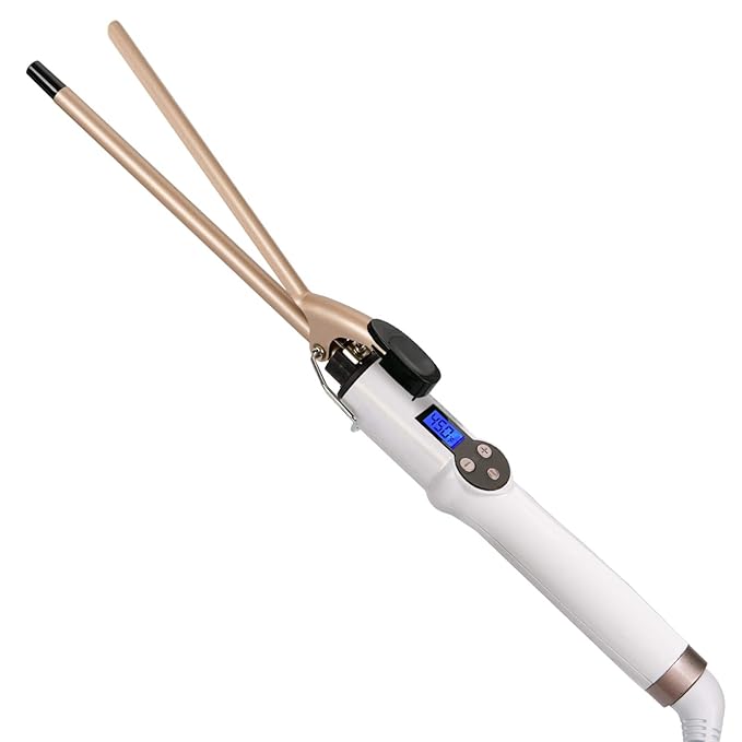 9mm Curling Iron Professional 3/8 Inch Ceramic Tourmaline Curl Wand Barrel Hair Curler Iron for Long &amp Short HairGlove Include Gold