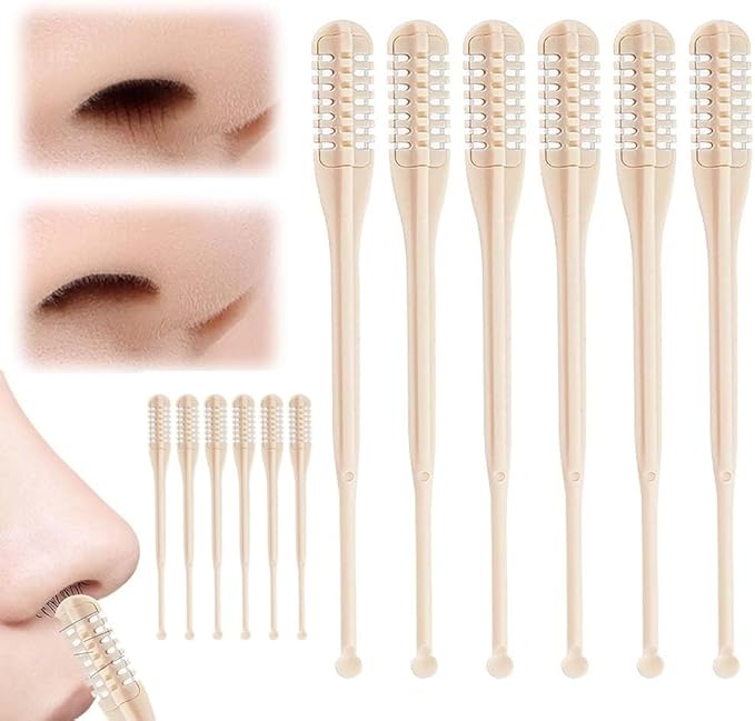 2026 Upgraded 2-in-1 Manual Nose Hair Trimmer &amp Ear Cleaner for Men and Women - 360° Rotating Dual-Blade Nose Hair Cutter Portable and Reusable Beige (10 Pack)