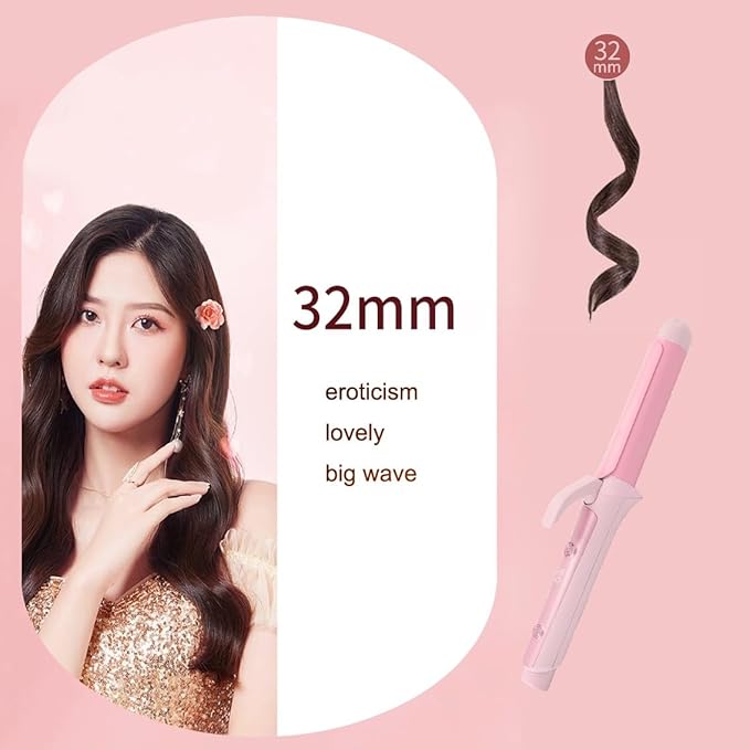 DONGXIAO Curling Iron Curling Iron for Long Hair 32mm Electric Curling Iron Curling Iron Big Waves Don't Hurt Hair Long-Term Styling (Size:32MM)