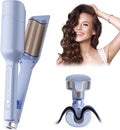 Ionic Wave Curling Iron Hair Crimper with 3 Adjustable Temperatures for Women Fast Heating Anti-Scald Hair Tool with Intelligent Power Off for Beach Waves and Curls (Blue)