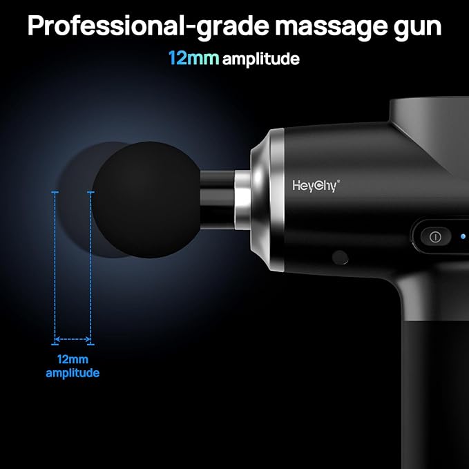 Professional Muscle Massage Gun with Heat Portable Handheld Muscle Massager Percussion Back Body Masajeador 12mm Amptitude for Athletes RunnerFSA Eligible &amp HSA Approved