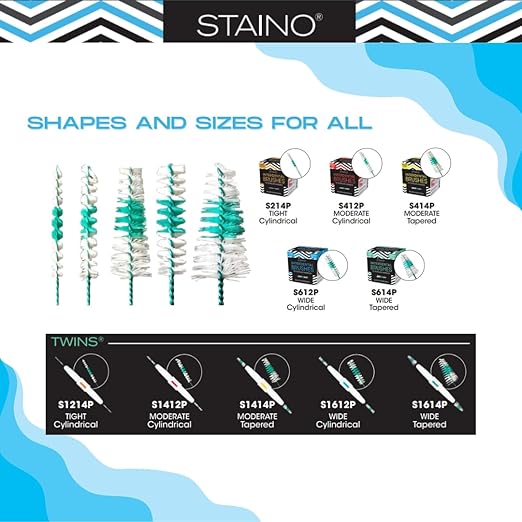 Staino Twins Interdental Brush Dual-Ended Travel Brush Large Cylindrical Brush 36 2-Brush Units - Total 72 Brushes