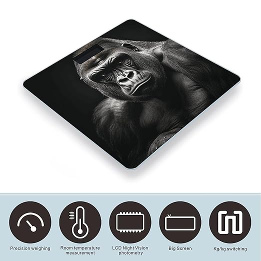 Male Gorilla Bathroom Scale for Body Weight LCD Display Digital Bathroom Scale Tempered Glass Bathroom Weight Scales Fashion Smart Scales for Home Bedroom 400 Lb