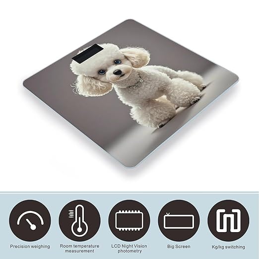 Poodle Smart Scale for Body Weight Accurate Bathroom Scale with LED Display Digital Weight Scales Weighing Machine High Precision Scales for Bath Home