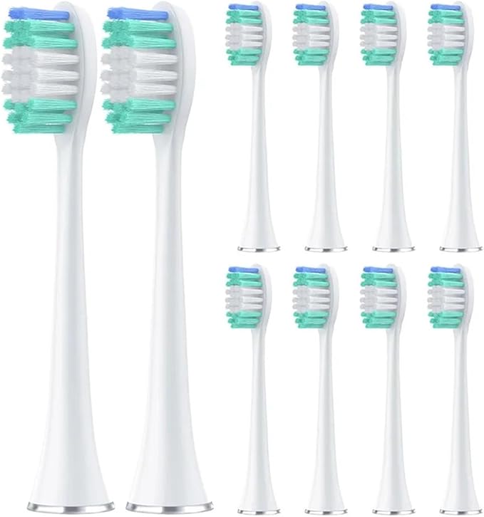 10 Pieces Large Brush Head Crescent-Shaped Bristles Compatible for Aquasonic Series Electric Toothbrush Soft Bristle Deep(White)