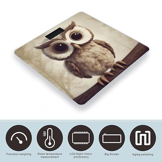 Cute Owl Weight Scale for Body Weight Digital Bathroom Scale High Capacity Accurate Digital Weighing Scales and Easy-to-Read on Backlit LCD Display Scales