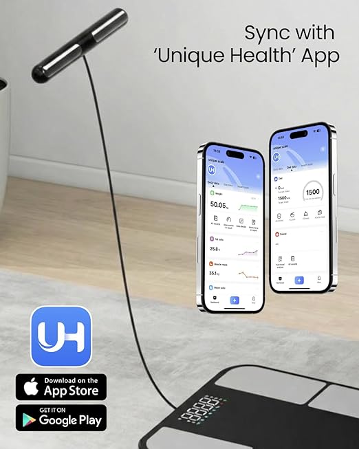 8 Electrodes Smart Scale for Body Weight BMI Body Fat Muscle Mass Dual Frequency Digital Bathroom Scale 56 Full Body Composition Analysis Sync App Bluetooth 400 lbs - Nexa 5