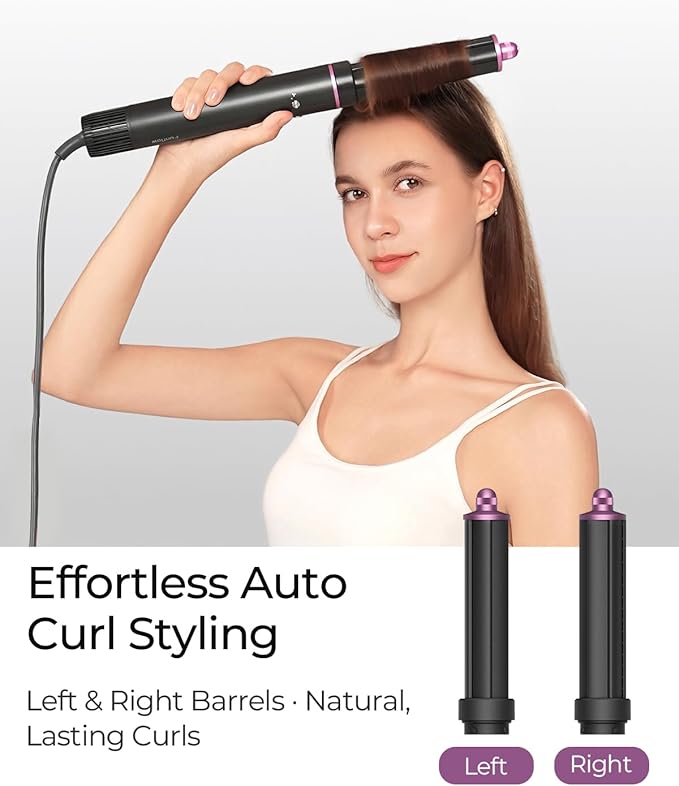 Family Essential Hair Dryer Bundle – Ultra-Light AI Smart Blow Dryer + 5-in-1 Automatic Airwrap Styler for Effortless Styling and Fast Drying