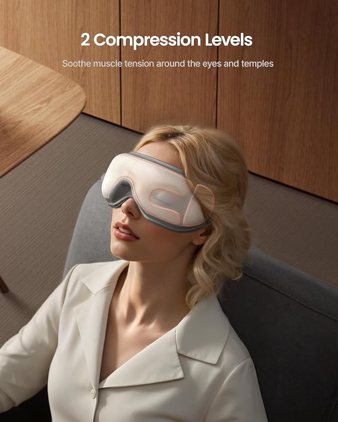 RENPHO Eye Massager with Heat Mothers Day Birthday Gifts for Women Men Her Him FSA Eligible HSA Sleep Mask with Remote Compression Head Massager for Migraine Relief Stye Eye Eyeris 1