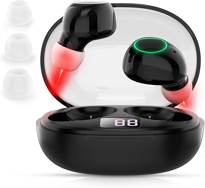 KTS Cordless Red Light Device for Ears Portable Ear Comfort Device with Adjustable Settings Charging Case&ampReplaceable Silicone earplugs for Daily Ear Care Use
