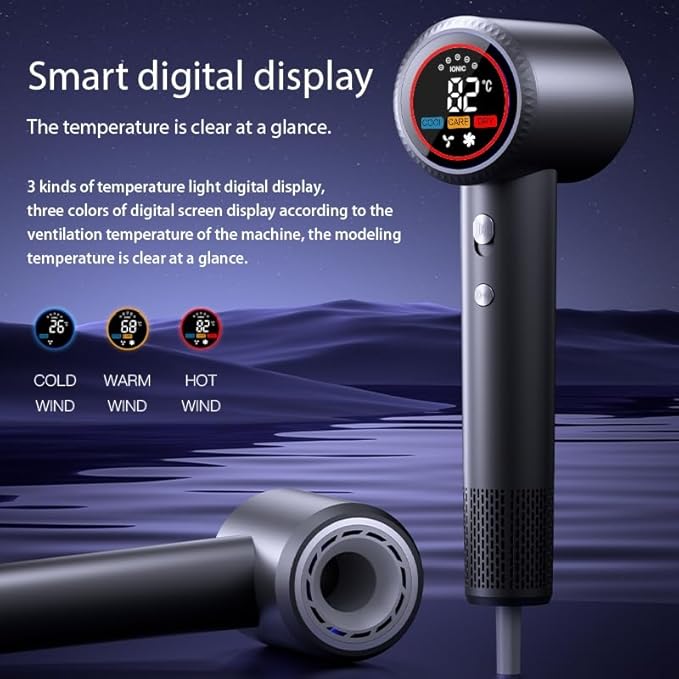 ELOVA Negative Ionic Hair Dryer 150000 RPM High Speed Brushless Motor Fast Drying Blow Dryer Smart Temperature Control Low Noise and Magnetic Diffuser &amp Nozzle for Home Salon Travel