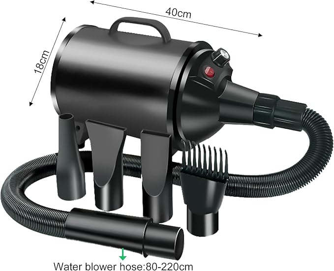 Dog Hair Dryer3.3HP/2400W High Velocity Professional Dog Pet Grooming Hair VacuumTemperature Adjustable Dryer Blower Grooming for Dogs Cats (Black)